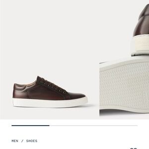 Ralph Lauren Men's Dark Brown Leather Low-Top Sneakers Left sz10 Right sz10.5